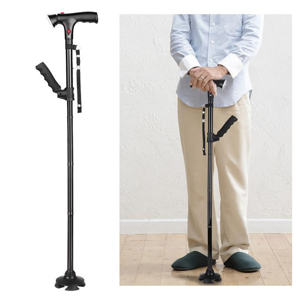 Collapsible Telescopic Folding Cane LED Lightweight Walking Trusty Sticks - client345
